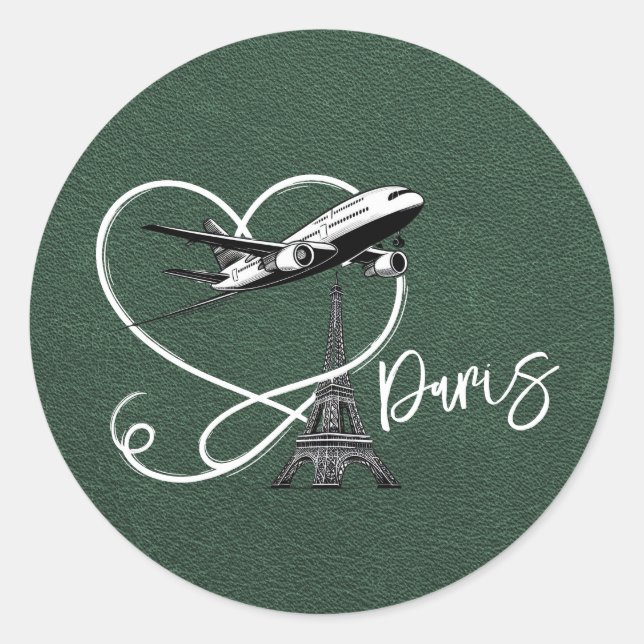 Adesivo Redondo Passaporte de Paris Verde (Frente)
