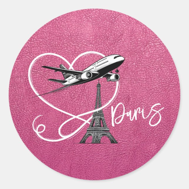 Adesivo Redondo Passaporte Magenta Paris (Frente)