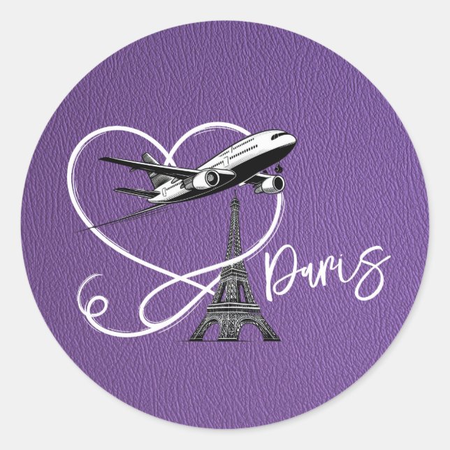 Adesivo Redondo Passaporte Paris Purple (Frente)