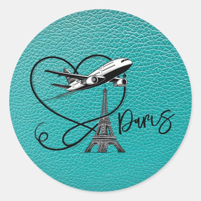 Adesivo Redondo Passaporte Teal Paris (Frente)