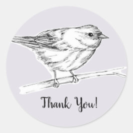 Adesivo Redondo Pássaro Agradecido Desenho a Tinta Natureza Vida S