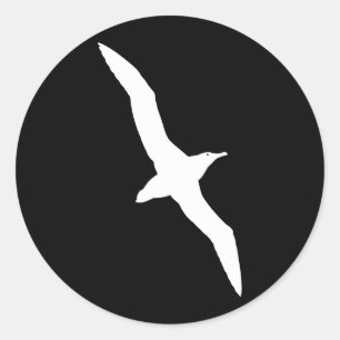 Adesivo Redondo Pássaro Albatroz Branco Em Voo
