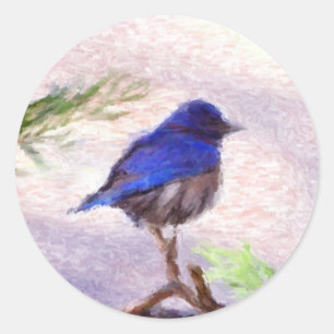 Adesivo Redondo Pássaro Azul