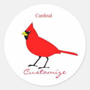Adesivo Redondo Pássaro cardinal vermelho Thunder_Cove