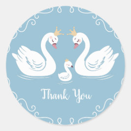 Adesivo Redondo Pássaro Chá de fraldas Cisne com Azul de Co-Ed Cor