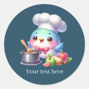 Adesivo Redondo Pássaro cozinhar bonito personalizável