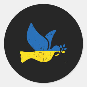 Adesivo Redondo Pássaro da Paz Ucraniano - Bandeira da Ucrânia Azu