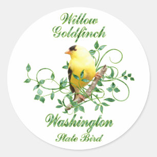 Adesivo Redondo Pássaro de estado de Washington do Goldfinch