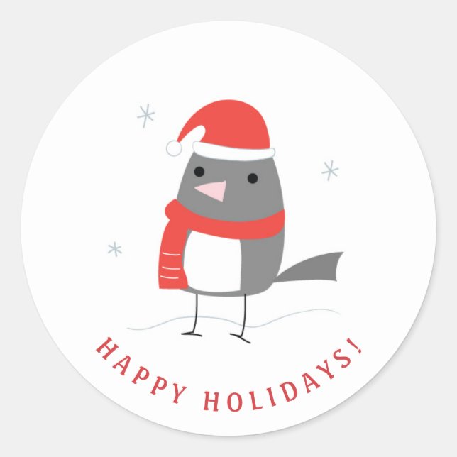 Adesivo Redondo Pássaro de inverno (Frente)