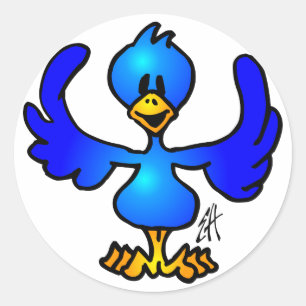 Adesivo Redondo Pássaro do azul de Twittering