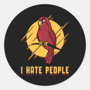 Adesivo Redondo Pássaro-do-papagaio Odeia Aves-Pessoas Pet Animais