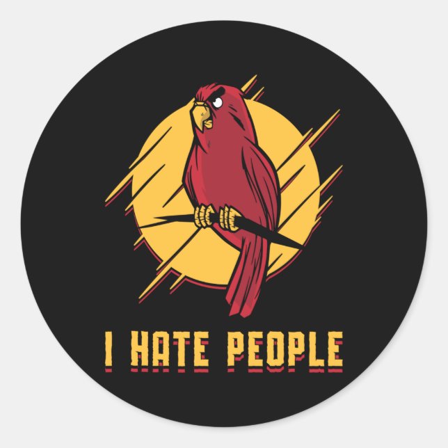 Adesivo Redondo Pássaro-do-papagaio Odeia Aves-Pessoas Pet Animais (Frente)