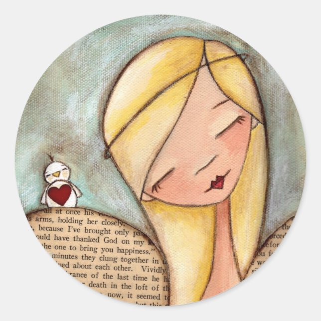 Adesivo Redondo Pássaro em uma asa - Angel Stickers (Frente)