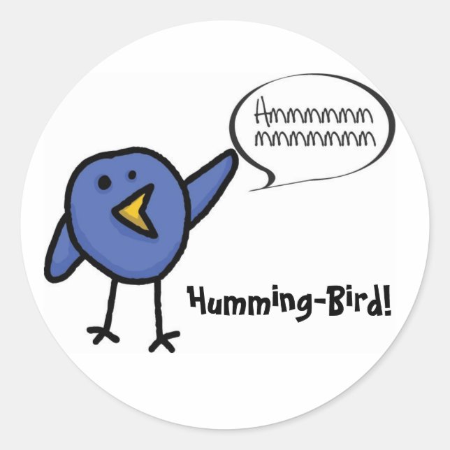 Adesivo Redondo Pássaro Humming, Pássaro Humming! (Frente)
