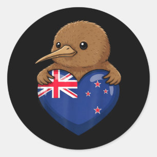Adesivo Redondo Pássaro Kiwi da Nova Zelândia