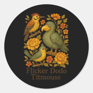 Adesivo Redondo Pássaro Sutil Anti-Trump Bird Flicker Dodo Titmous
