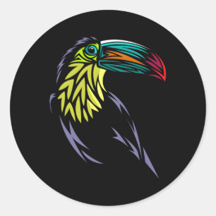 Adesivo Redondo Pássaro Toucan Tribal