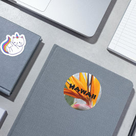 Adesivo Redondo Pássaro Tropical Hawaii de Paraíso Floral