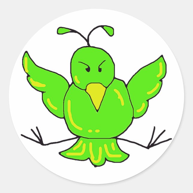 Adesivo Redondo pássaro verde (Frente)