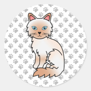 Adesivo Redondo Pássaro Vermelho/Ragdolé Gato e Patas