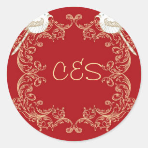 Adesivo Redondo Pássaros Amar Pássaros Crimson/Creme Invólucro