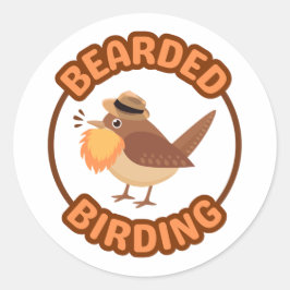 Adesivo Redondo Pássaros com varetas de barba laranja