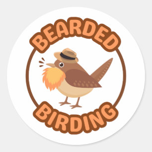 Adesivo Redondo Pássaros com varetas de barba laranja