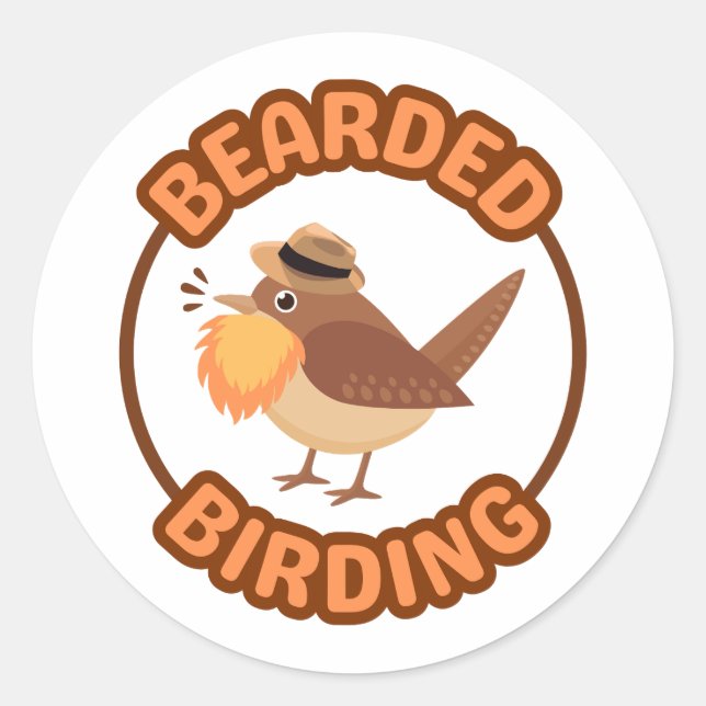 Adesivo Redondo Pássaros com varetas de barba laranja (Frente)