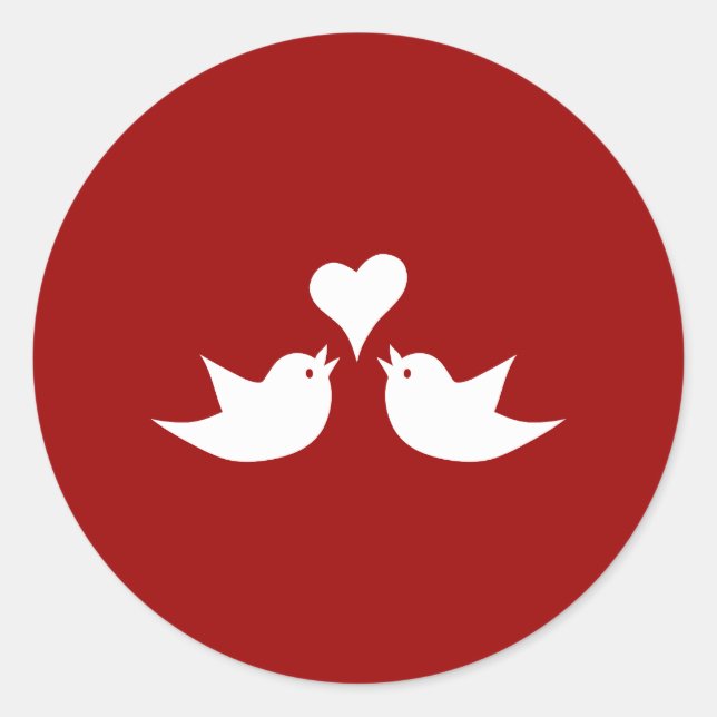 Adesivo Redondo Pássaros de Amor com Casamento Cardíaco (Frente)