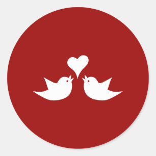 Adesivo Redondo Pássaros de Amor com Casamento Cardíaco
