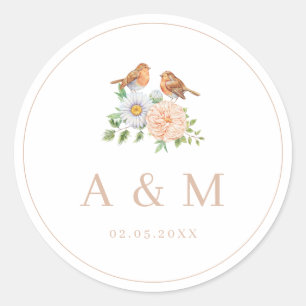 Adesivo Redondo Pássaros de amor simples