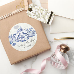 Adesivo Redondo Pássaros de Marinho de Rolagem de Árvore de Carval