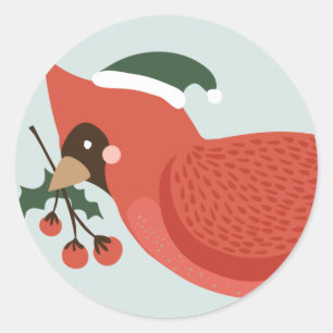 Adesivo Redondo Pássaros de um Vinheta Feriado de Penas