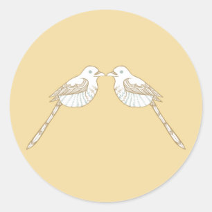 Adesivo Redondo Pássaros do Amor, Marrom/Almoço, Envelope Seal