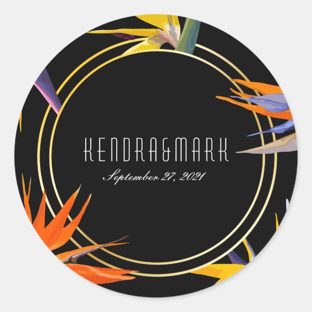 Adesivo Redondo Pássaros dos Vinheiros Florais do Paraíso (Frente)