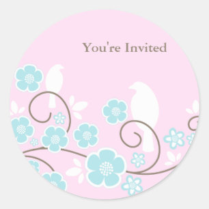 Adesivo Redondo Pássaros e Flores