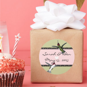 Adesivo Redondo Pássaros Feiticeiros Grunge Corações com Asas