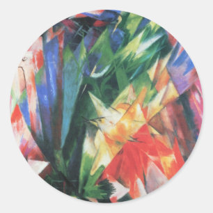 Adesivo Redondo Pássaros (Vogel) por Franz Marc, Arte Cubismo Vint