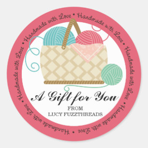 Adesivo Redondo Passatempos de confecção de malhas dos artesanat