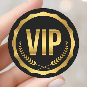 Adesivo Redondo Passe VIP de festa Gold and Black Laurel