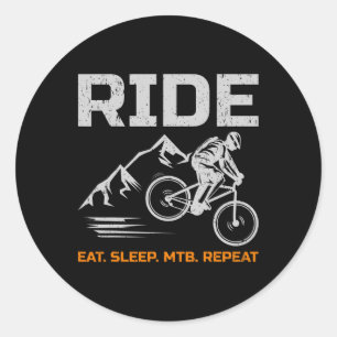 Adesivo Redondo Passeio de Bicicleta de Montanha Comer Dormir Mtb
