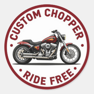 Adesivo Redondo 🔥 Passeio de Chopper Personalizado Grátis