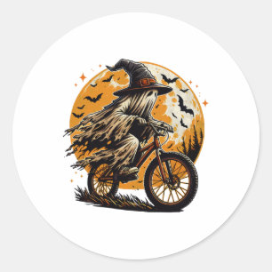 Adesivo Redondo Passeio de Ciclismo de Montanha Fantasma no Hallow