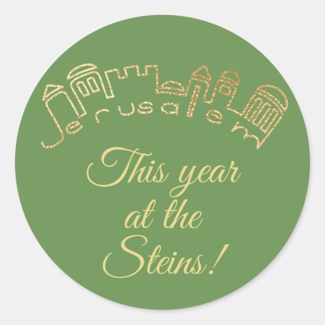 Adesivo Redondo Passover Sticker Round "Jerusalém Dourada" (Frente)