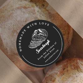 Adesivo Redondo Pasta de Panificação Negra Moderna de Pão de Churr