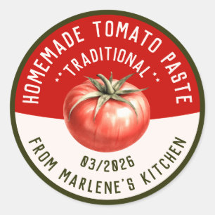 Adesivo Redondo Pasta de tomate caseira com duas cores