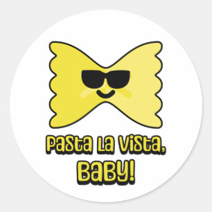 Adesivo Redondo Pasta la vista, querida! Cartoon de toalhete com m