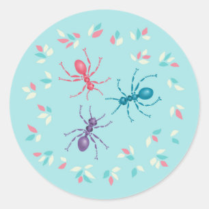 Adesivo Redondo Pastel Ants Insect Lover