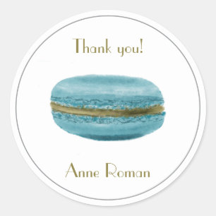 Adesivo Redondo Pastel Aqua Blue Macaron Obrigado