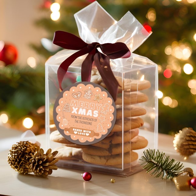 Adesivo Redondo Pastel Baking Festivo Cookie Feliz Natal (Criador carregado)